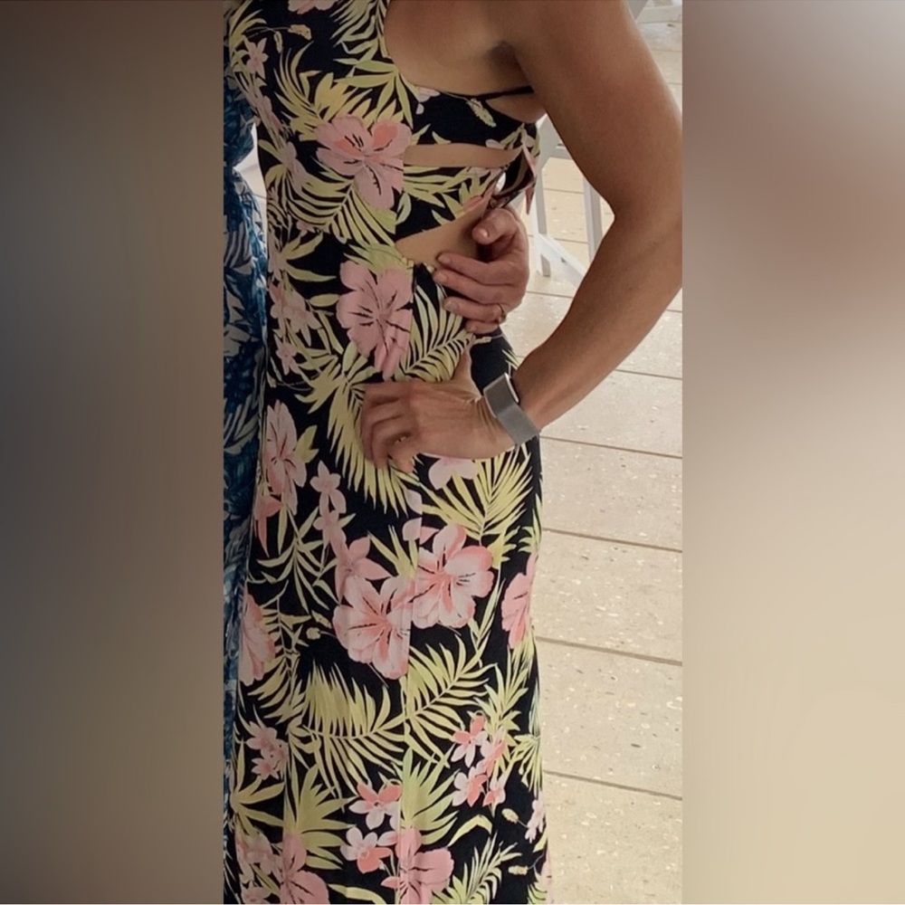 FOR LOVE & LEMONS FLORAL TIE BACK MAXI SZ M